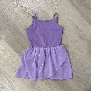 Purple Sleeveless Dress with Glitter Skirt
